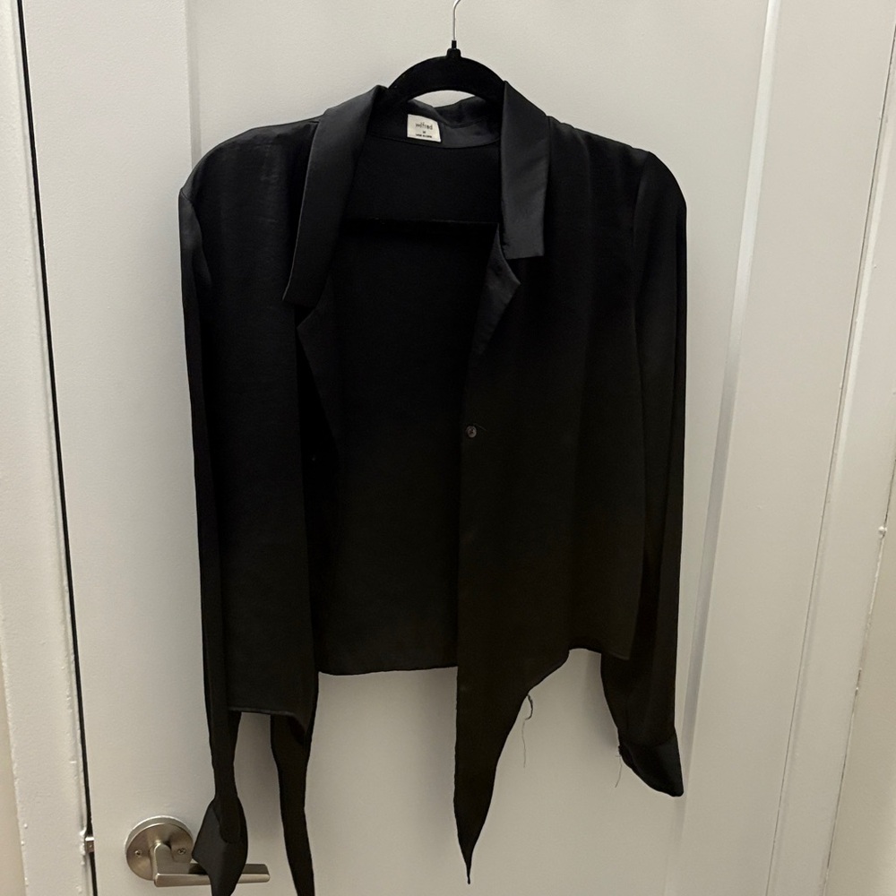 Satin Button up, cropped